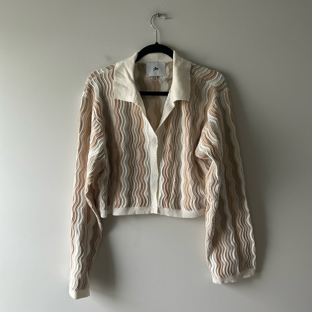 Yllw the Label brand tan wavy knit sweater